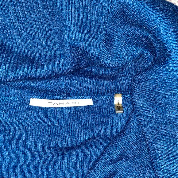 T TAHARI Women's Long Sleeve Cowl Neck Sweater Blue Size XS Petite - Picture 7 of 9